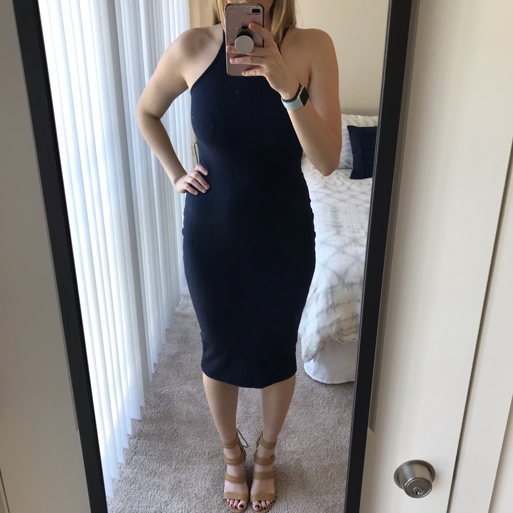 French Connection Ribbed Bodycon Dress